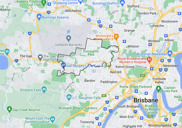 Map of Brisbane suburb of Ashgrove Brisbane 4060 for blog - Suburb Profile Ashgrove