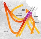 Picture of indicative flight numbers over Brisbane